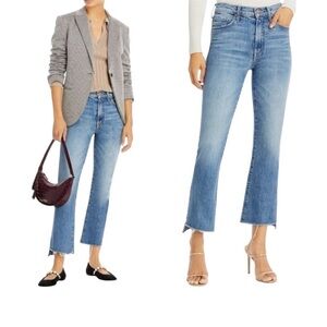 Mother The Insider Crop Step Fray Light Wash Jeans Size 28